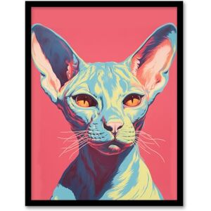 Artery8 Sphynx Cat Screen Print Pink Blue Coral Teal Risograph Artwork Spot Block Colour Duotone Retro Riso Interior Design Artwork Framed Wall Art Print 18X24 Inch Artery8 Sphynx Cat Screen Print Pink Blue Coral Teal Risograph Artwork Spot Block Colour Duotone Retro Riso Interior Design Artwork Framed Wall Art Print 18X24 Inch