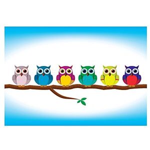 Wee Blue Coo Painting Illustration Six Cartoon Owls Perched Cute Wall Art Print Wee Blue Coo Painting Illustration Six Cartoon Owls Perched Cute Wall Art Print