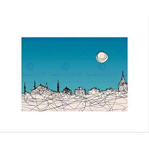 Wee Blue Coo Painting Abstract Impression Istanbul Moon Wall Art Print Wee Blue Coo Painting Abstract Impression Istanbul Moon Wall Art Print