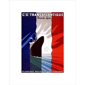 Wee Blue Coo TRAVEL TRANSATLANTIC FRENCH LINE SHIP FLAG FRANCE VINTAGE FRAMED PRINT B12X107 Wee Blue Coo TRAVEL TRANSATLANTIC FRENCH LINE SHIP FLAG FRANCE VINTAGE FRAMED PRINT B12X107