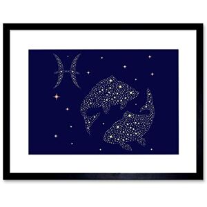 Wee Blue Coo PAINTING ILLUSTRATION ZODIAC STAR SIGN PISCES FISH FRAMED ART PRINT B12X12969 Wee Blue Coo PAINTING ILLUSTRATION ZODIAC STAR SIGN PISCES FISH FRAMED ART PRINT B12X12969
