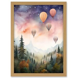 Artery8 Hot Air Balloons Over Misty Forest Landscape Watercolour Painting Orange Green Purple Dreamy Dusk Sky Stars Kids Bedroom Artwork Framed A3 Wall Art Print Artery8 Hot Air Balloons Over Misty Forest Landscape Watercolour Painting Orange Green Purple Dreamy Dusk Sky Stars Kids Bedroom Artwork Framed A3 Wall Art Print