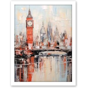 Artery8 London Skyline Abstract Oil Painting Thick Paint Red Big Ben River Thames Westminster Bridge England City Artwork Framed Wall Art Print 18X24 Inch Artery8 London Skyline Abstract Oil Painting Thick Paint Red Big Ben River Thames Westminster Bridge England City Artwork Framed Wall Art Print 18X24 Inch