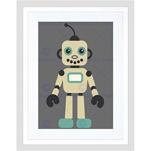 Wee Blue Coo Childrens Kids Bedroom Playroom Green Yellow Retro Robot Fun Art Framed Wall Art Print Wee Blue Coo Childrens Kids Bedroom Playroom Green Yellow Retro Robot Fun Art Framed Wall Art Print