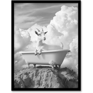 Artery8 Goat in a Bathtub on a Hill Black White Surreal Bathroom Toilet Artwork Framed Wall Art Print A4 Artery8 Goat in a Bathtub on a Hill Black White Surreal Bathroom Toilet Artwork Framed Wall Art Print A4
