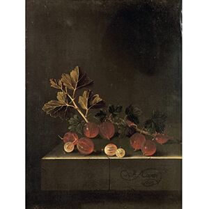 Artery8 Coorte Sprig Gooseberries On Stone Plinth Painting Large XL Wall Art Canvas Print Artery8 Coorte Sprig Gooseberries On Stone Plinth Painting Large XL Wall Art Canvas Print