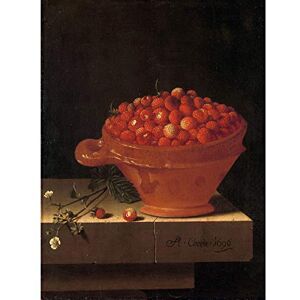 Artery8 Coorte Bowl Strawberries On Stone Plinth Painting Premium Wall Art Canvas Print 18X24 Inch Artery8 Coorte Bowl Strawberries On Stone Plinth Painting Premium Wall Art Canvas Print 18X24 Inch