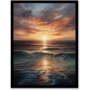 Artery8 Tranquil Seascape Sunset Ocean Waves On Sea Oil Painting Artwork Framed Wall Art Print A4 Artery8 Tranquil Seascape Sunset Ocean Waves On Sea Oil Painting Artwork Framed Wall Art Print A4