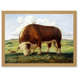Artery8 Curry Ajax Hereford Bull Cow Birds Landscape Painting Artwork Framed Wall Art Print A4 Artery8 Curry Ajax Hereford Bull Cow Birds Landscape Painting Artwork Framed Wall Art Print A4