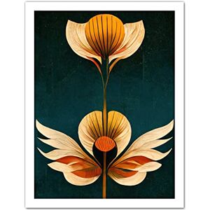 Wee Blue Coo Art Deco Abstract Tulips Orange Mustard Bold Painting Artwork Framed Wall Art Print 18X24 Inch Wee Blue Coo Art Deco Abstract Tulips Orange Mustard Bold Painting Artwork Framed Wall Art Print 18X24 Inch