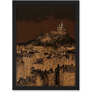 Artery8 Edinburgh Castle Over Old Town Cityscape at Night Artwork Framed A3 Wall Art Print Artery8 Edinburgh Castle Over Old Town Cityscape at Night Artwork Framed A3 Wall Art Print
