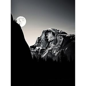Artery8 Moonrise by Half Dome in Yosemite National Park High Contrast Black White Photograph Full Moon and Mountain Forest Landscape Extra Large XL Wall Art Poster Print Artery8 Moonrise by Half Dome in Yosemite National Park High Contrast Black White Photograph Full Moon and Mountain Forest Landscape Extra Large XL Wall Art Poster Print