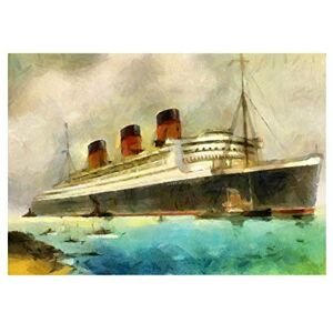 Wee Blue Coo Painting Maritime Rms Queen Mary Liner Cruise Ship Wall Art Print Wee Blue Coo Painting Maritime Rms Queen Mary Liner Cruise Ship Wall Art Print