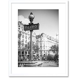 Wee Blue Coo Photo Landmark Metro Sign Paris Black White Framed Wall Art Print Wee Blue Coo Photo Landmark Metro Sign Paris Black White Framed Wall Art Print