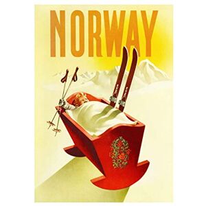 Wee Blue Coo Travel Winter Sport Norway Baby Cradle Ski Snow Picture Wall Art Print Wee Blue Coo Travel Winter Sport Norway Baby Cradle Ski Snow Picture Wall Art Print