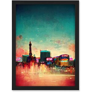 Doppelganger33 LTD Modern Las Vegas Skyline Colourful Acrylic Cityscape Artwork Framed A3 Wall Art Print Doppelganger33 LTD Modern Las Vegas Skyline Colourful Acrylic Cityscape Artwork Framed A3 Wall Art Print