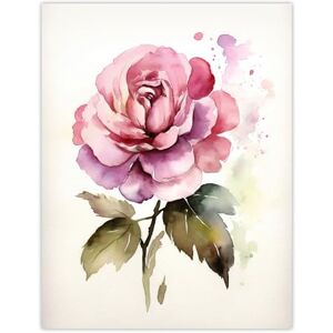 Artery8 Pink Rose Bloom Simple Watercolour Painting Single Flower Valentines Love Nature Colourful Bright Floral Modern Artwork Large Wall Art Poster Print Thick Paper 18X24 Inch Artery8 Pink Rose Bloom Simple Watercolour Painting Single Flower Valentines Love Nature Colourful Bright Floral Modern Artwork Large Wall Art Poster Print Thick Paper 18X24 Inch