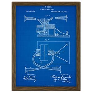 Artery8 Alexander Graham Bell Speaking Telephone 1881 Patent Plan Artwork Framed Wall Art Print 18X24 Inch Artery8 Alexander Graham Bell Speaking Telephone 1881 Patent Plan Artwork Framed Wall Art Print 18X24 Inch
