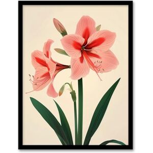 Artery8 Amaryllis Flower Bloom Stylised Botanical Design Living Room Artwork Framed Wall Art Print 18X24 Inch Artery8 Amaryllis Flower Bloom Stylised Botanical Design Living Room Artwork Framed Wall Art Print 18X24 Inch