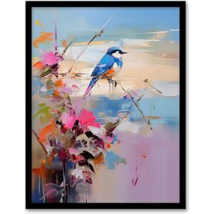 Artery8 Kingfisher Bird and Flowers Oil Painting Abstract Sandy Beach Artwork Framed Wall Art Print A4 Artery8 Kingfisher Bird and Flowers Oil Painting Abstract Sandy Beach Artwork Framed Wall Art Print A4