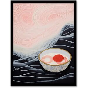 Wee Blue Coo Ramen Reflections Noodles at Sea Pink Midnight Blue Kitchen Oil Painting Artwork Framed Wall Art Print A4 Wee Blue Coo Ramen Reflections Noodles at Sea Pink Midnight Blue Kitchen Oil Painting Artwork Framed Wall Art Print A4