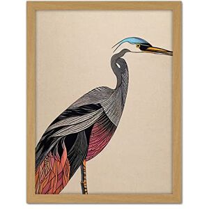 Doppelganger33 LTD Abstract Heron Bird Illustration Coral And Teal Hue Illustration Artwork Framed Wall Art Print 18X24 Inch Doppelganger33 LTD Abstract Heron Bird Illustration Coral And Teal Hue Illustration Artwork Framed Wall Art Print 18X24 Inch