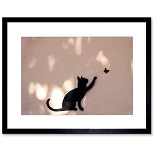 Wee Blue Coo Cat Butterfly Silhouette Graffiti Art Picture Framed Wall Art Print Wee Blue Coo Cat Butterfly Silhouette Graffiti Art Picture Framed Wall Art Print