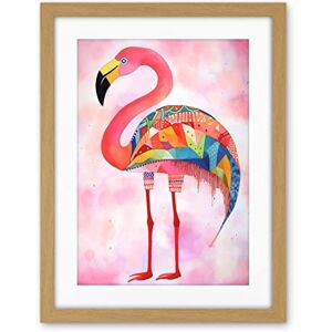 Artery8 Flamingo Bird With Multicolour Patterns Folk Art Watercolour Painting Artwork Framed Wall Art Print 18X24 Inch Artery8 Flamingo Bird With Multicolour Patterns Folk Art Watercolour Painting Artwork Framed Wall Art Print 18X24 Inch