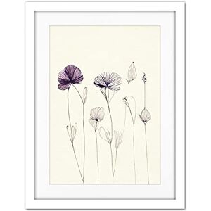 Doppelganger33 LTD Stylish Minimalist Flower Illustration Line Drawing With Purple Ink Artwork Framed Wall Art Print 18X24 Inch Doppelganger33 LTD Stylish Minimalist Flower Illustration Line Drawing With Purple Ink Artwork Framed Wall Art Print 18X24 Inch