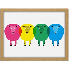 Wee Blue Coo Cute Colourful Cartoon Sheep Artwork Framed Wall Art Print 18X24 Inch Wee Blue Coo Cute Colourful Cartoon Sheep Artwork Framed Wall Art Print 18X24 Inch