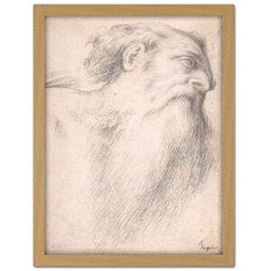 Artery8 Lotto Head Of A Bearded Man Drawing Artwork Framed Wall Art Print 18X24 Inch Artery8 Lotto Head Of A Bearded Man Drawing Artwork Framed Wall Art Print 18X24 Inch