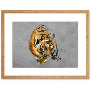 Wee Blue Coo Paint Drawing Animal Big Cat Tiger Stripes Predator Mist Framed Wall Art Print Wee Blue Coo Paint Drawing Animal Big Cat Tiger Stripes Predator Mist Framed Wall Art Print