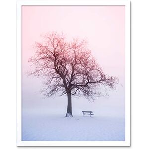Wee Blue Coo Winter Landscape Snow Tree Foggy Sunrise Art Print Framed Poster Wall Decor 12x16 inch Wee Blue Coo Winter Landscape Snow Tree Foggy Sunrise Art Print Framed Poster Wall Decor 12x16 inch