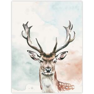 Artery8 Stag Head Portrait Modern Watercolour Pastel Living Room Extra Large XL Wall Art Poster Print Artery8 Stag Head Portrait Modern Watercolour Pastel Living Room Extra Large XL Wall Art Poster Print