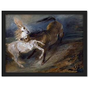 Artery8 Delacroix Two Horses Fighting Stormy Landscape Painting Artwork Framed Wall Art Print 18X24 Inch Artery8 Delacroix Two Horses Fighting Stormy Landscape Painting Artwork Framed Wall Art Print 18X24 Inch