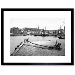 Wee Blue Coo PADSTOW QUAY CORNWALL ENGLAND VINTAGE HISTORY OLD BW FRAMED ART PRINT B12X509 Wee Blue Coo PADSTOW QUAY CORNWALL ENGLAND VINTAGE HISTORY OLD BW FRAMED ART PRINT B12X509