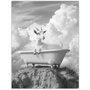 Artery8 Goat in a Bathtub on a Hill Black White Surreal Bathroom Toilet Extra Large XL Wall Art Poster Print Artery8 Goat in a Bathtub on a Hill Black White Surreal Bathroom Toilet Extra Large XL Wall Art Poster Print