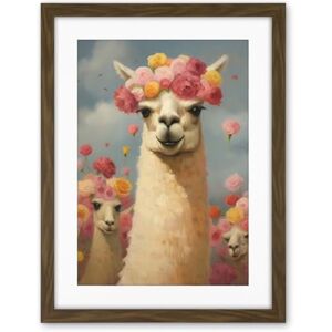 Artery8 The Llama Wedding Rose Bloom Flower Headdress Fun Artwork Kids Bedroom Artwork Framed Wall Art Print 18X24 Inch Artery8 The Llama Wedding Rose Bloom Flower Headdress Fun Artwork Kids Bedroom Artwork Framed Wall Art Print 18X24 Inch