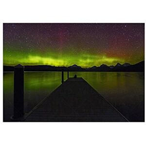 Wee Blue Coo Photo Dark Lake Pier Aurora Stars 12x16 Wall Art Print Wee Blue Coo Photo Dark Lake Pier Aurora Stars 12x16 Wall Art Print