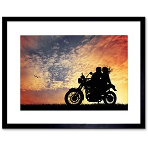 Wee Blue Coo PHOTOGRAPH COMPOSITION SUNSET MOTORBIKE LOVERS SILHOUETTE FRAMED PRINT B12X13649 Wee Blue Coo PHOTOGRAPH COMPOSITION SUNSET MOTORBIKE LOVERS SILHOUETTE FRAMED PRINT B12X13649