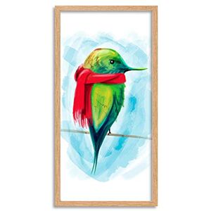 Wee Blue Coo Cartoon Bird Wearing Scarf Illustration Cute Long Panel Framed Wall Art Print Wee Blue Coo Cartoon Bird Wearing Scarf Illustration Cute Long Panel Framed Wall Art Print