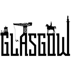 Wee Blue Coo Glasgow City Scotland Landmarks Typography Silhouettes Art Print Wee Blue Coo Glasgow City Scotland Landmarks Typography Silhouettes Art Print