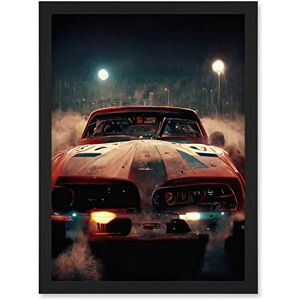 Doppelganger33 LTD Classic Sports Car Muscle Cinematic Night Atmospheric Race In Fog Artwork Framed A3 Wall Art Print Doppelganger33 LTD Classic Sports Car Muscle Cinematic Night Atmospheric Race In Fog Artwork Framed A3 Wall Art Print