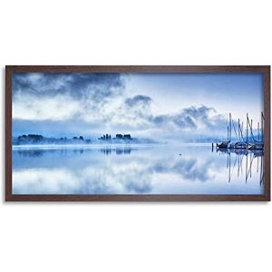 Wee Blue Coo Misty Lake Reflection Symmetry Long Panel Framed Wall Art Print Wee Blue Coo Misty Lake Reflection Symmetry Long Panel Framed Wall Art Print