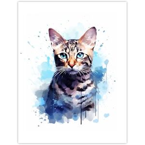 Artery8 Bengal Cat Lovers Gift Watercolour Pet Portrait Painting Artwork Extra Large XL Wall Art Poster Print Artery8 Bengal Cat Lovers Gift Watercolour Pet Portrait Painting Artwork Extra Large XL Wall Art Poster Print