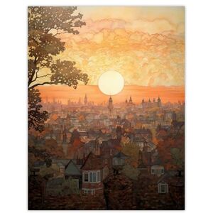 Artery8 Sunset Over Oxford City Watercolour Painting Orange Pink Atmospheric Cityscape Large Wall Art Poster Print Thick Paper 18X24 Inch Artery8 Sunset Over Oxford City Watercolour Painting Orange Pink Atmospheric Cityscape Large Wall Art Poster Print Thick Paper 18X24 Inch