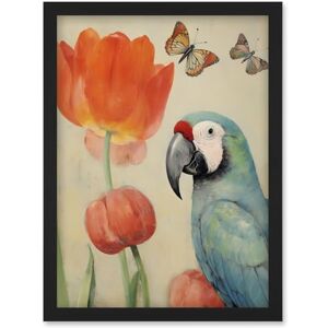 Artery8 Parrot and Tulips Flowers Butterflies Pastel Colour Artwork Floral Spring Oil Painting Artwork Framed Wall Art Print A4 Artery8 Parrot and Tulips Flowers Butterflies Pastel Colour Artwork Floral Spring Oil Painting Artwork Framed Wall Art Print A4