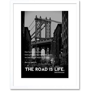 Wee Blue Coo Jack Kerouac Road Is Life Quote Framed Art Print Picture F12X448 Wee Blue Coo Jack Kerouac Road Is Life Quote Framed Art Print Picture F12X448