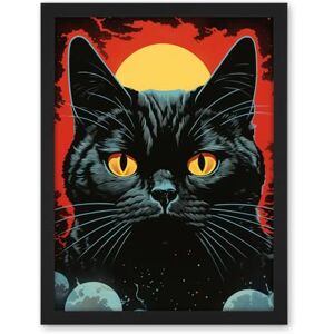 Artery8 In the Shadow of the Celestial Black Cat Vintage Pulp Art Sci-Fi Cover Artwork Red Yellow Blue Solar Eclipse Artwork Framed Wall Art Print 18X24 Inch Artery8 In the Shadow of the Celestial Black Cat Vintage Pulp Art Sci-Fi Cover Artwork Red Yellow Blue Solar Eclipse Artwork Framed Wall Art Print 18X24 Inch