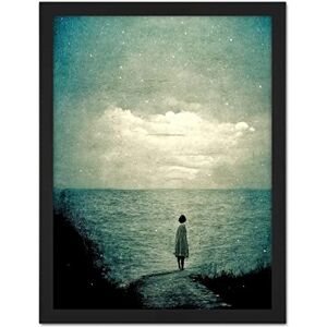 Doppelganger33 LTD Looking Out To Sea Dreamscape Lone Woman Dusk Calm Elegant Panting Artwork Framed Wall Art Print 18X24 Inch Doppelganger33 LTD Looking Out To Sea Dreamscape Lone Woman Dusk Calm Elegant Panting Artwork Framed Wall Art Print 18X24 Inch